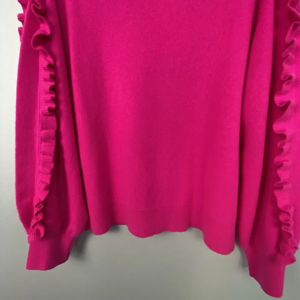 Lilly PULITZER Vibrant Cashmere Pink Ruffle Georgetta Sweater - Picture 5 of 13